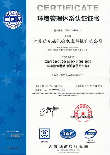 强能环境管理体系认证证书